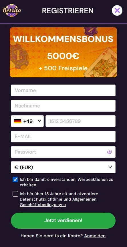 Registrierung und Login